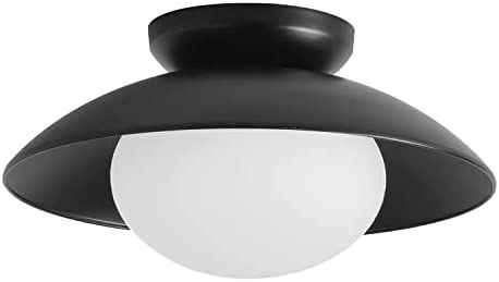 Pirxxiy Soft Black Semi-Flush Mount Ceiling Light Fixture, Bowl Lampshade Vintage Close to Ceilin... | Amazon (US)