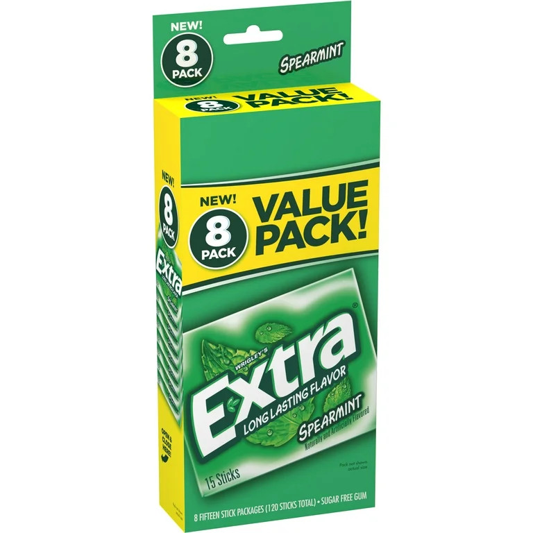(8 Pack) Extra Spearmint Sugar Free Chewing Gum, 15 Sticks | Walmart (US)