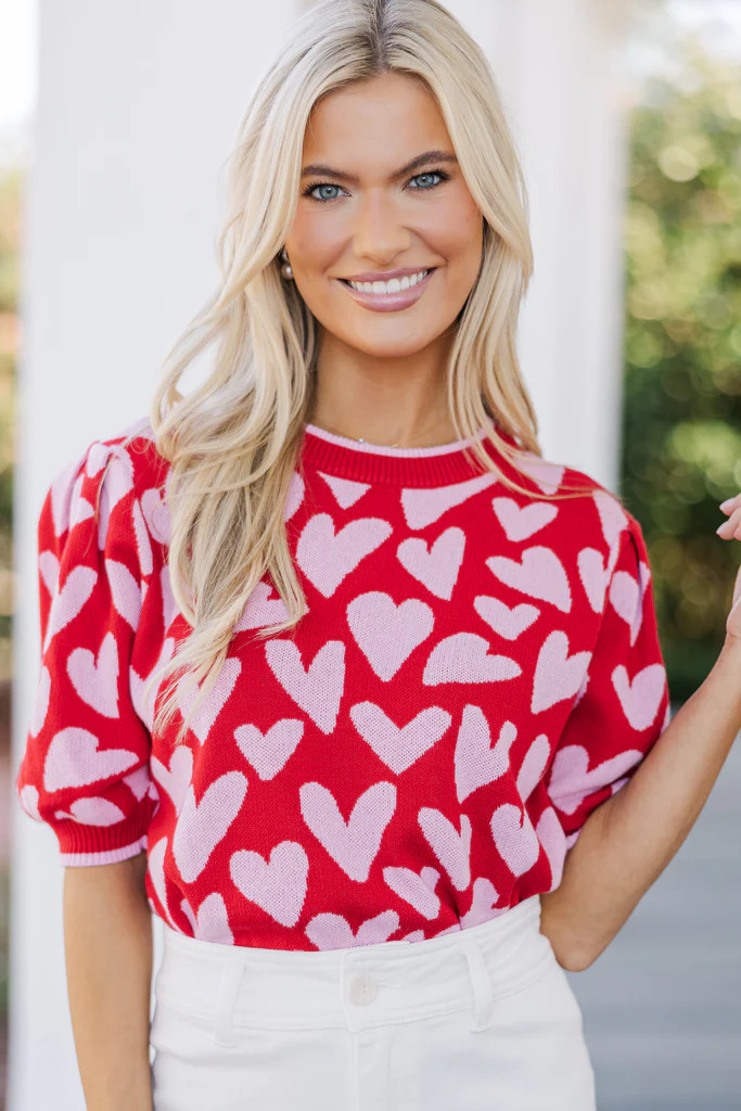 Need To Know Red & Pink Heart Sweater | The Mint Julep Boutique