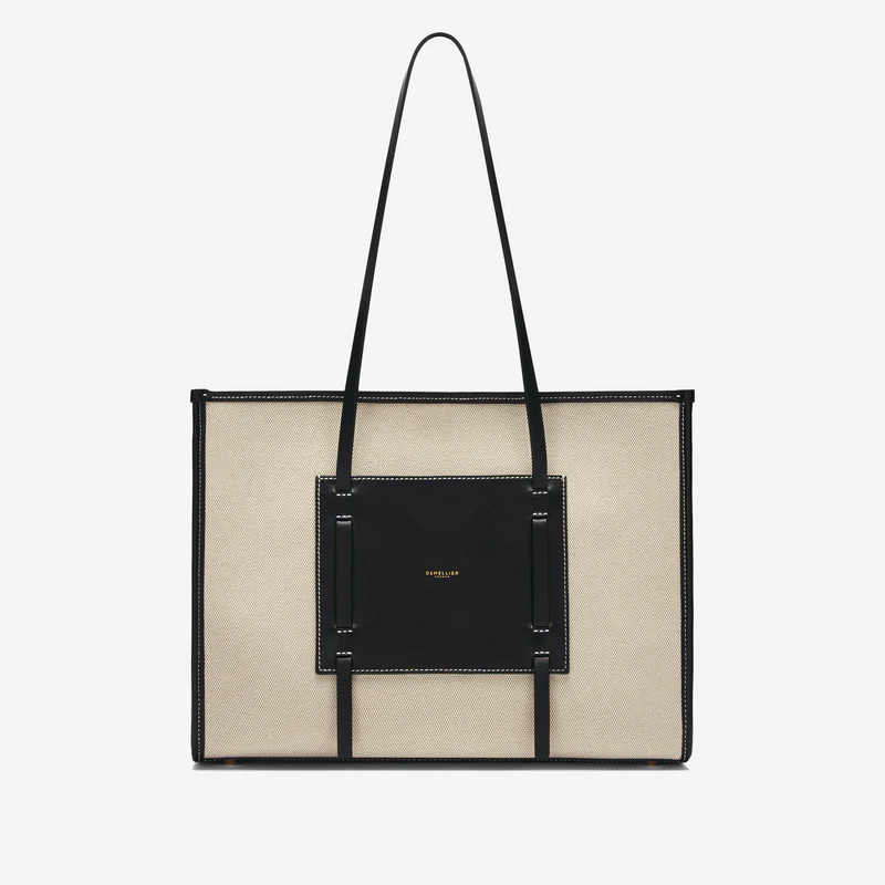 The Capri | Salt & Pepper Canvas Black Smooth | Demellier | DeMellier