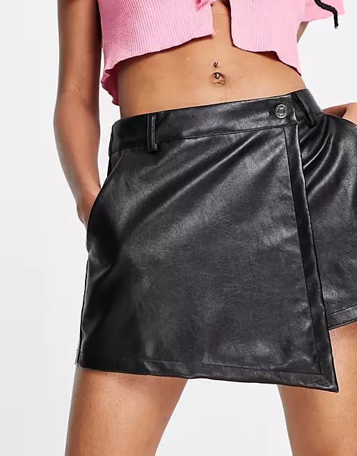 In The Style faux leather skort in black | ASOS (Global)