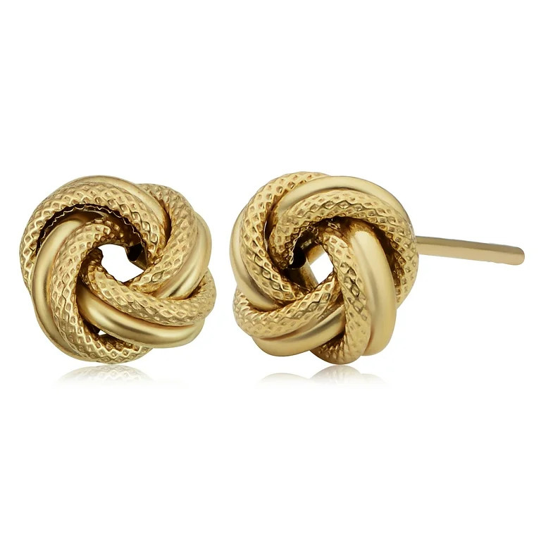 10k Yellow Gold Textured Love Knot Stud Earrings - Walmart.com | Walmart (US)