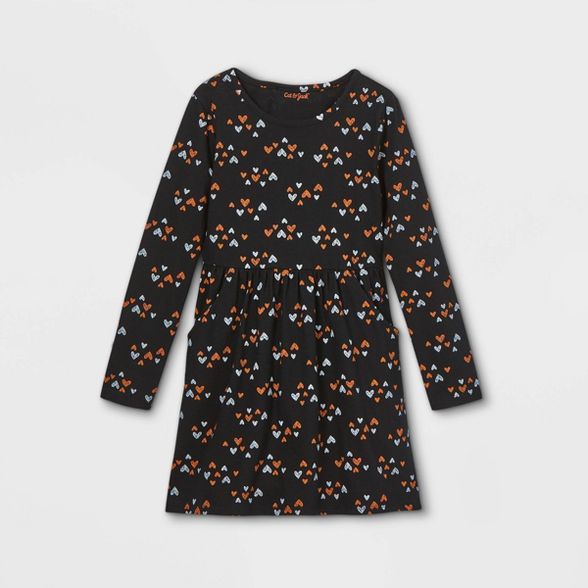 Girls' Printed Knit Long Sleeve Dress - Cat & Jack™ | Target