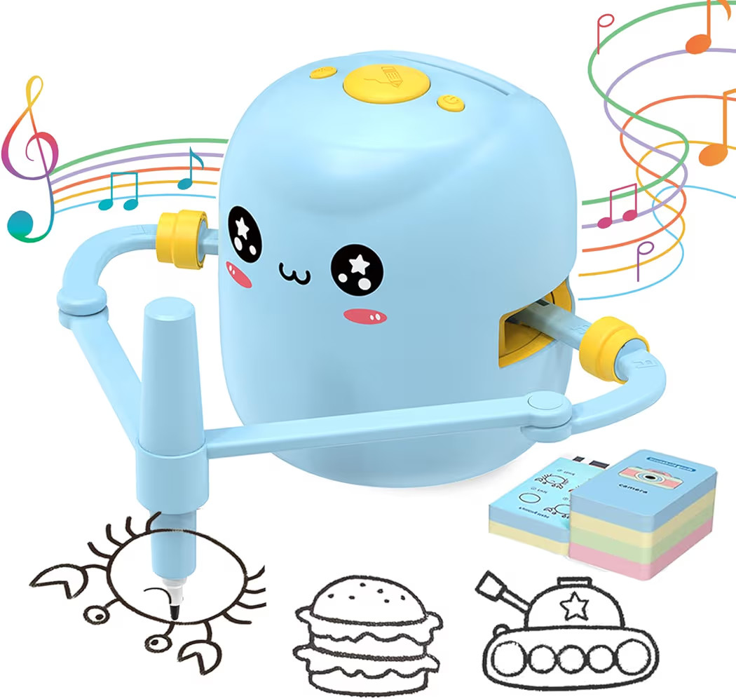 Drawing Robot for Kids, Interactive Educational Drawing Robot with Voice Interaction, Montessori Drawing Learning Toy with 100 Word Cards & 16 Color Pens, Christmas Birthday Present for Kids 5 6 7 8 9 | Amazon (US)