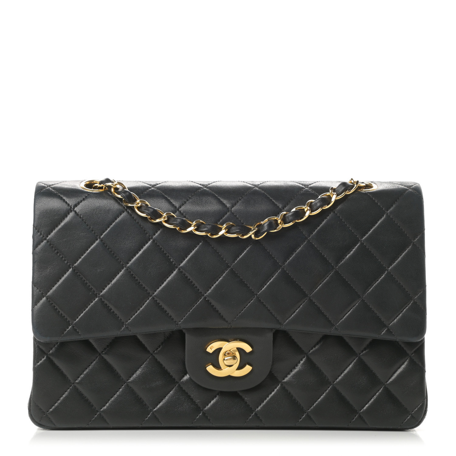 Lambskin Quilted Medium Double Flap Black | Fashionphile