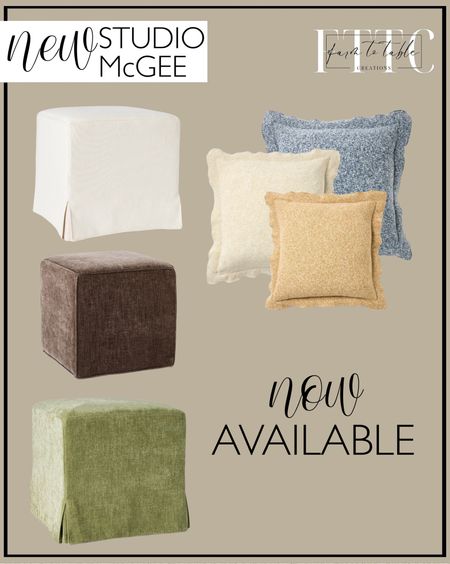 NEW Studio McGee x Target Finds Now Available. Follow @farmtotablecreations on Instagram for more inspiration. Lynwood Square Upholstered Cube Light Brown. Lynwood Slipcover Ottoman Cream. Lynwood Slipcover Ottoman Green. Oversized Heather Square Throw Pillow. 

#LTKfindsunder50 #LTKhome #LTKstyletip