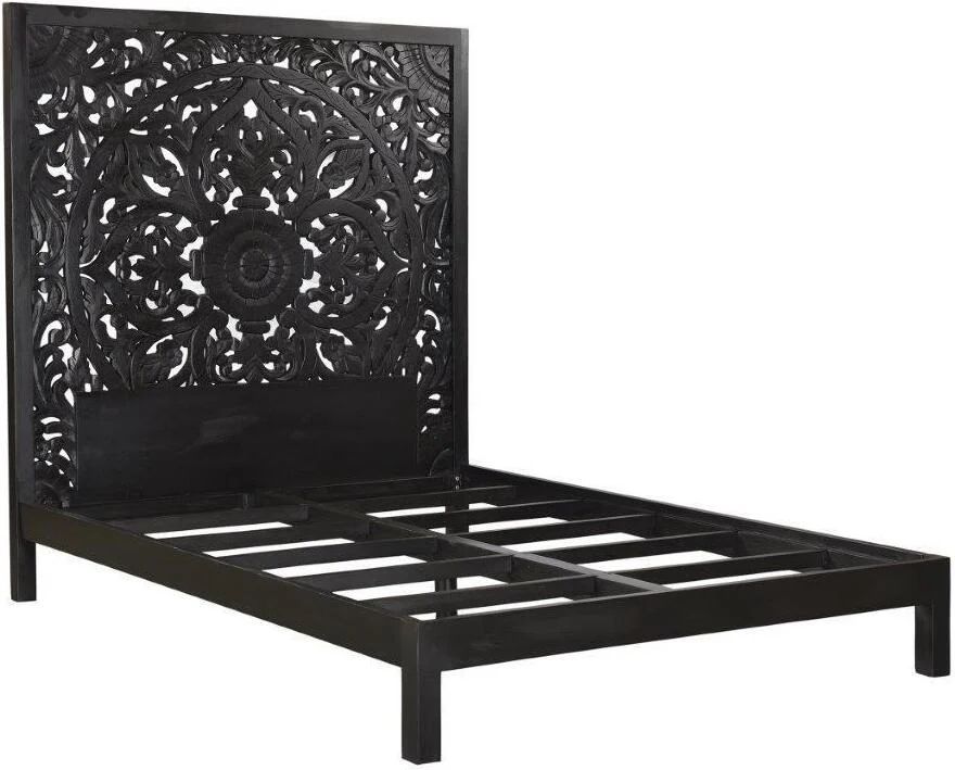 Porter Designs Bali Solid Hand Carved Wood Queen Bed In Black | 1StopBedrooms | 1stopbedrooms