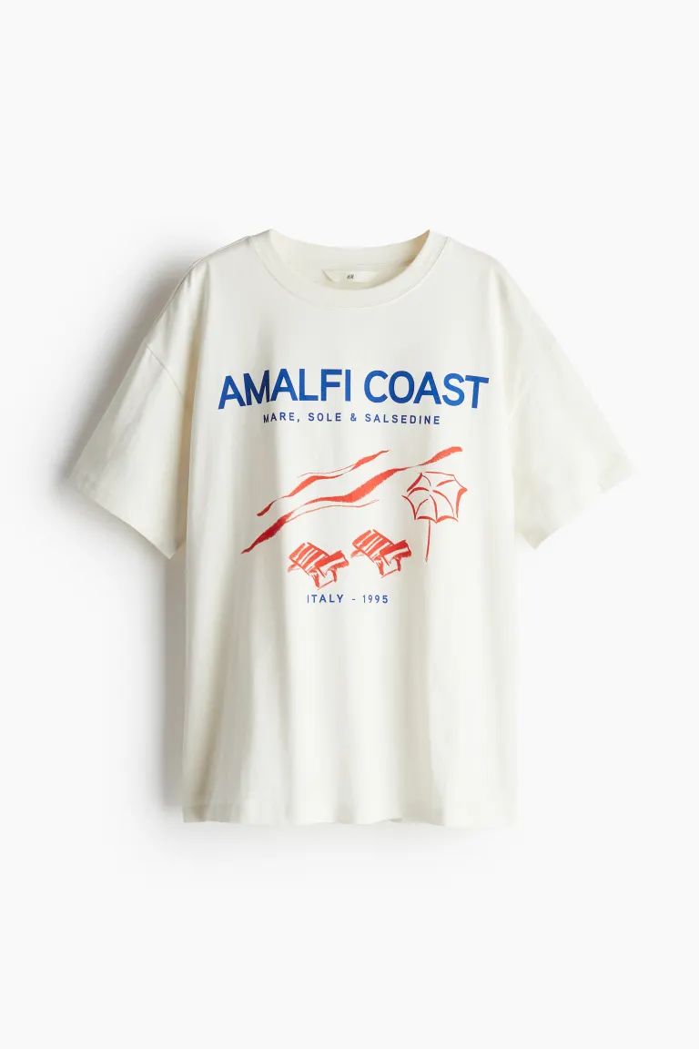Printed T-shirt - Cream/Amalfi Coast - Ladies | H&M US | H&M (US + CA)