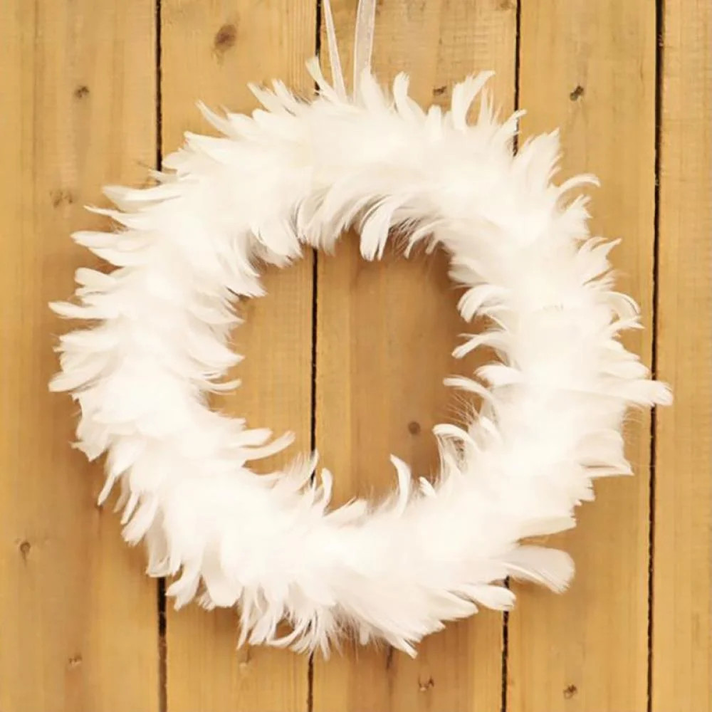 Christmas Feather Wreath for Front Door, White Door Wreath for Christmas Photo Props, Christmas P... | Walmart (US)