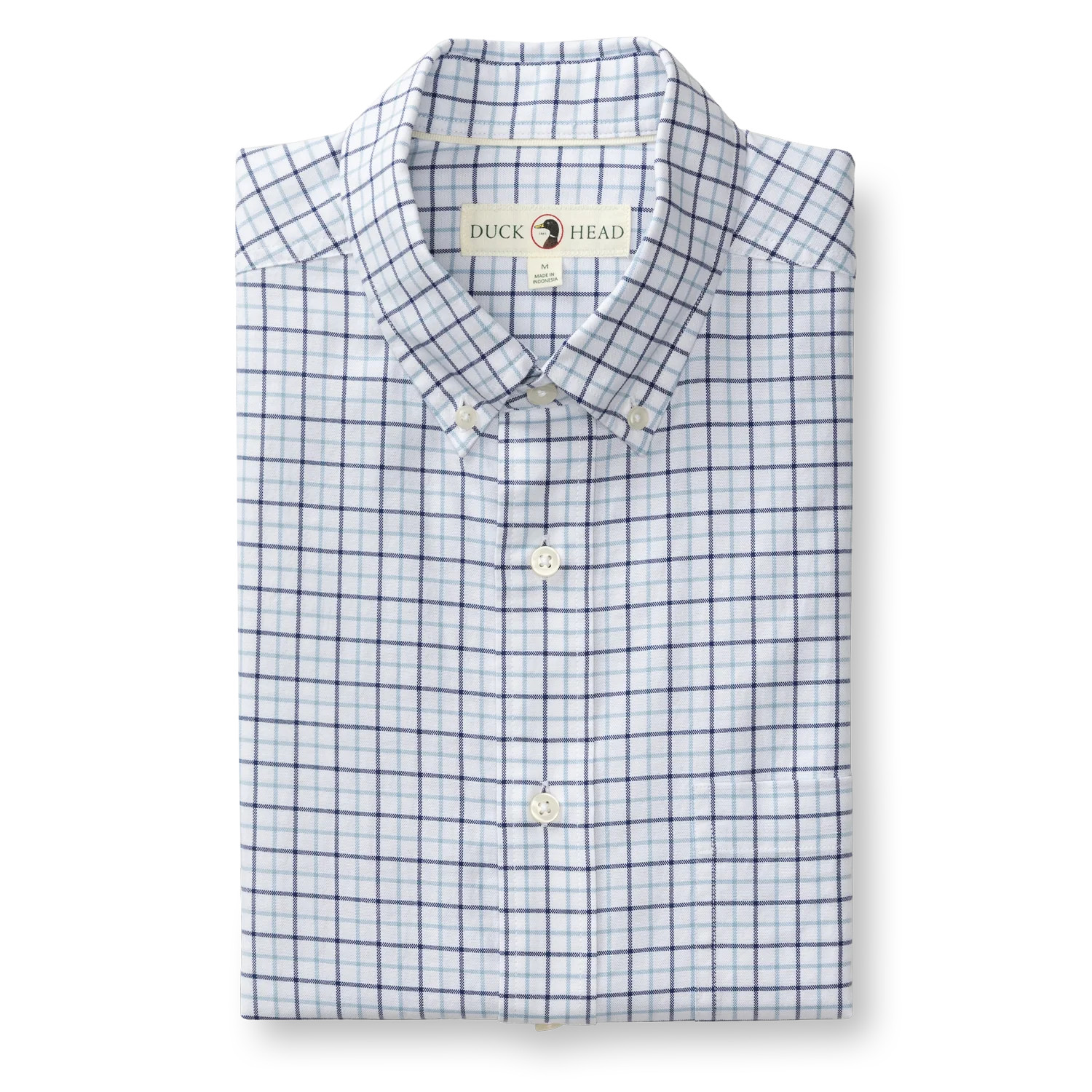 Cotton Oxford Sport Shirt - Kline Plaid - Glacier Blue | Duck Head Apparel