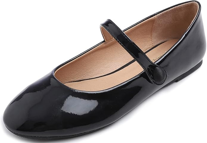 FEVERSOLE Women's Mary Jane Fashion Round Toe Easy Buckle Slip On Flats | Amazon (US)