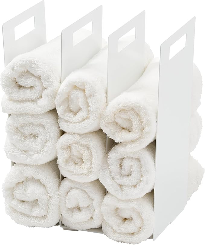 Yamazaki Home Tower White Interlocking Towel Organizer (Set of 2) | Amazon (US)