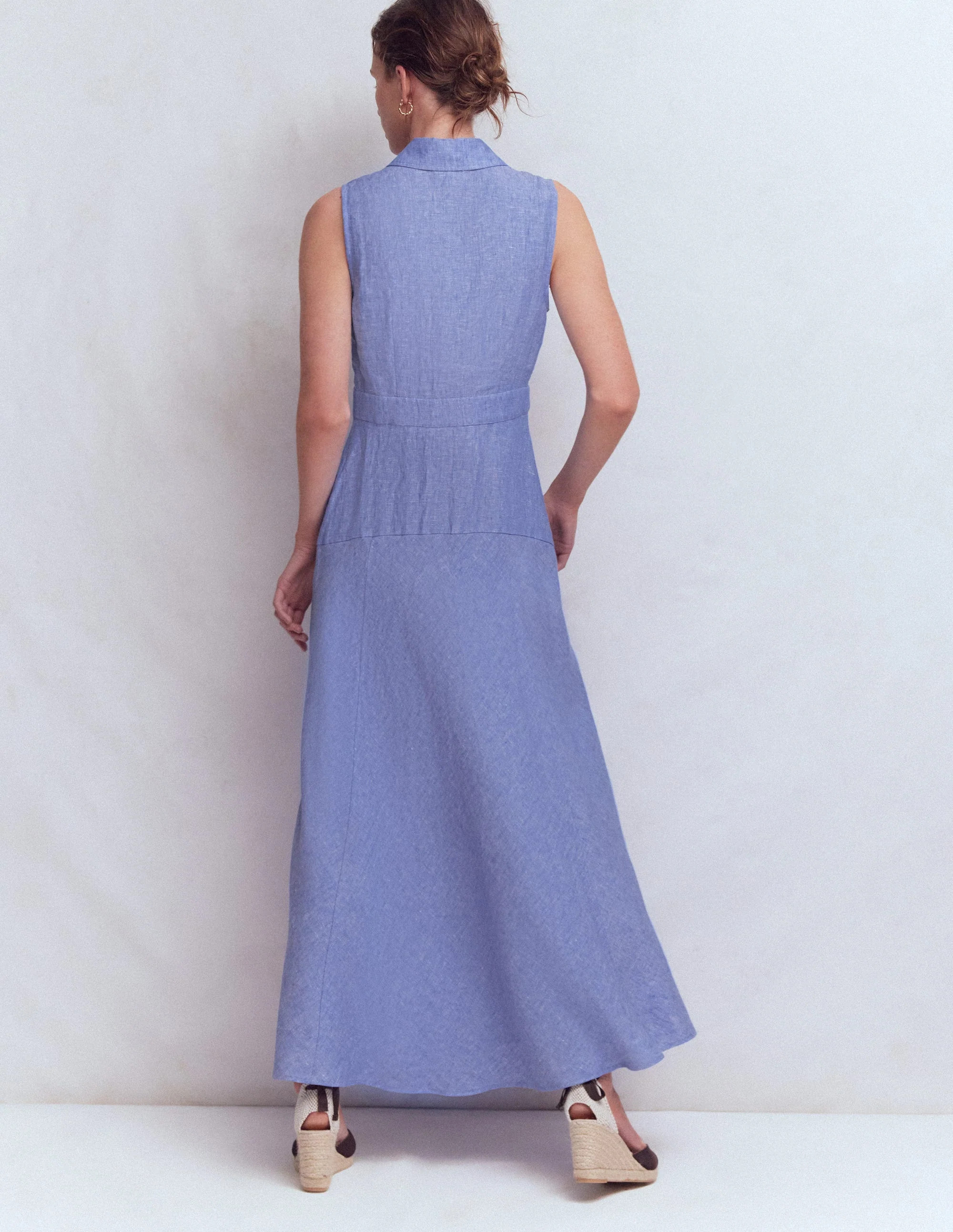 Erma Drop Waist Linen Dress-White | Boden (US)