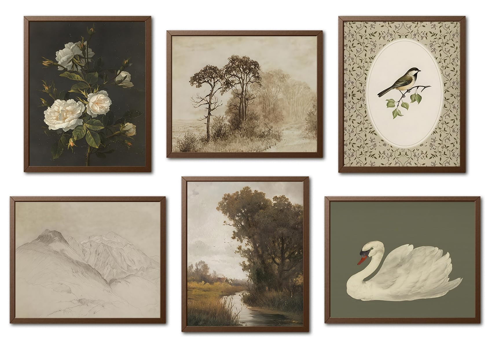 Mynotix Vintage Cottage Core Poster Set of 6, Cottagecore Country Flower and Animal Wall Art Retr... | Amazon (US)