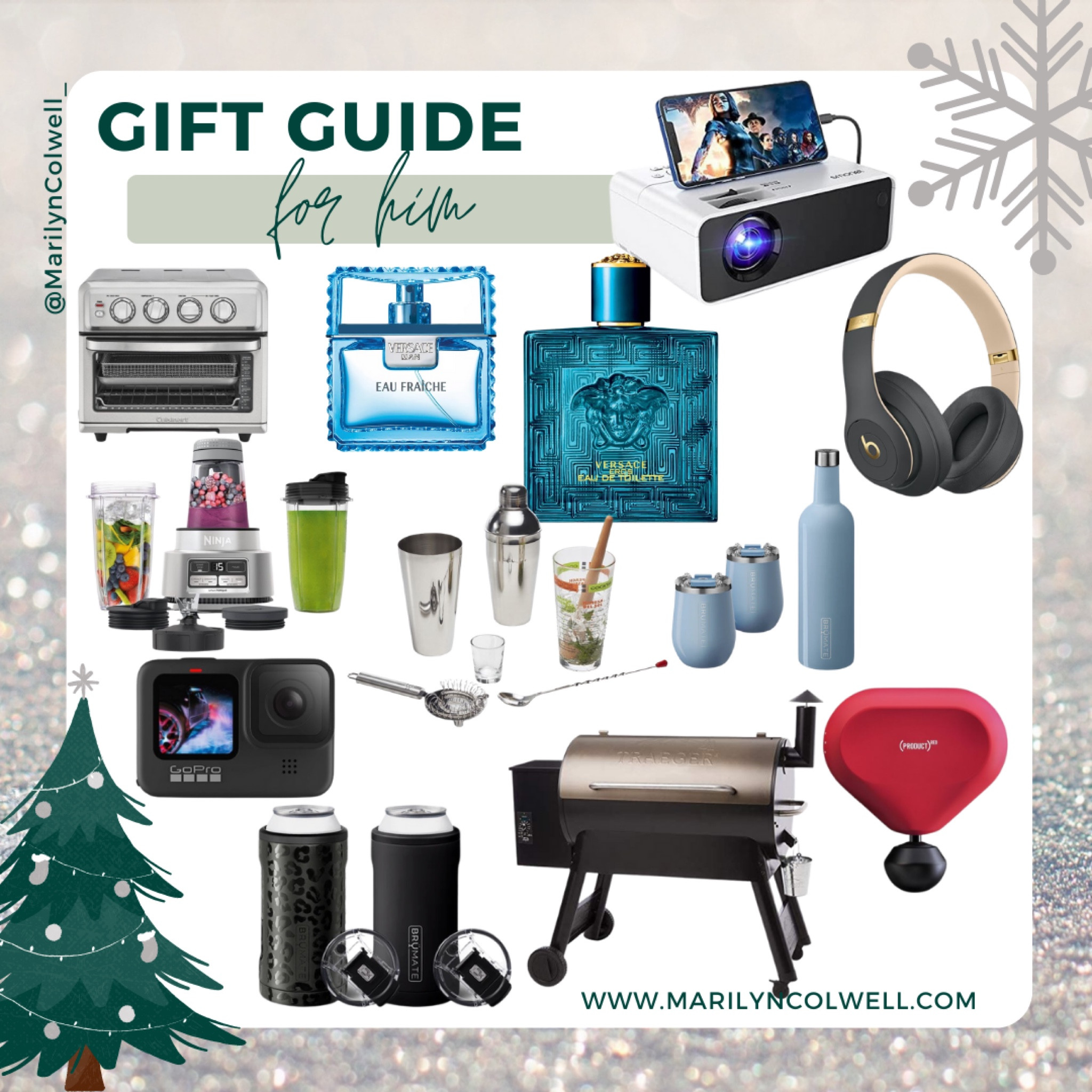 Gifts for Him🎄🤍

Theragun
Beats 
Air fryer
Ninja
GoPro
Projector
Versace
Traeger
Brumate

#LTKHoliday #LTKGiftGuide #LTKCyberweek