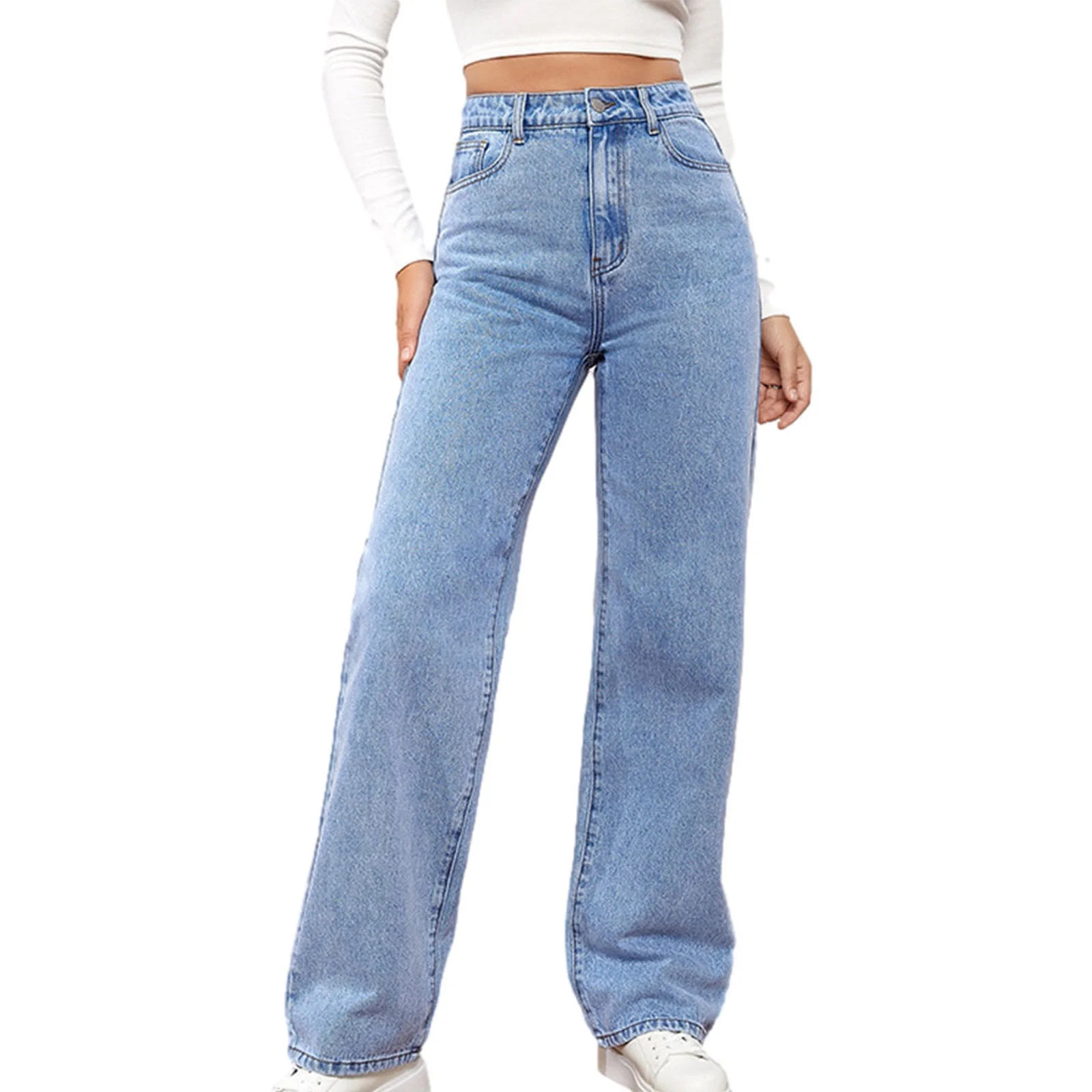 Winter Savings Clearance! Lindreshi Straight Leg Jeans for Women Fashion Women High Waisted Stret... | Walmart (US)