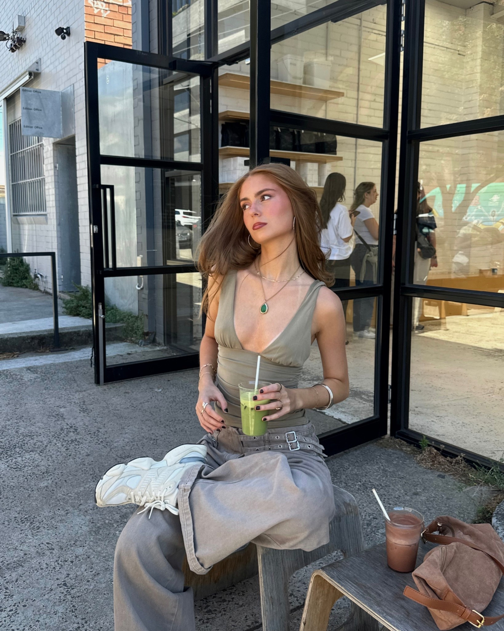 Streetstyle, baggy buckle jeans, cargo jeans, ruched cami top, everyday fashion, cool girl style, Pinterest outfits, aesthetic fashion, new balance styling, new balance 9060, ootd, outfit inspiration, womens style, 2025 fashion tips

#LTKaustralia #LTKnewzealand #LTKshoes