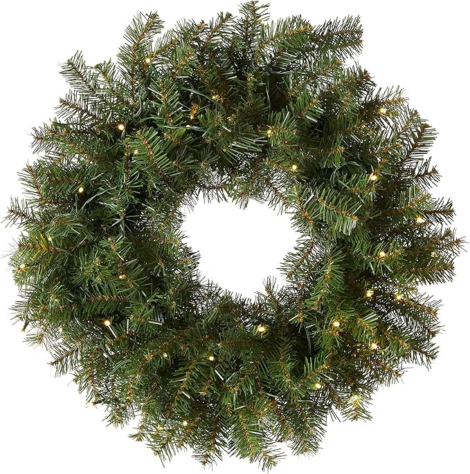 National Tree Company Pre-Lit Artificial Christmas Wreath, Green, Norwood Fir, White Lights, Chri... | Amazon (US)