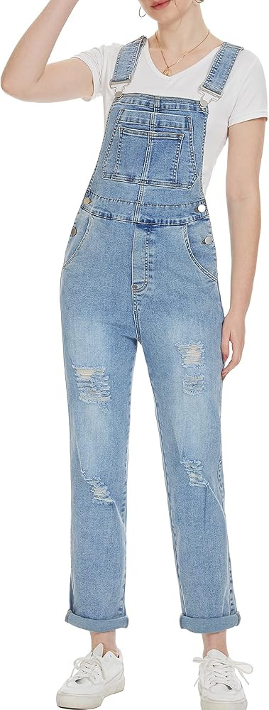 Denim Bibs Overalls Stretch Straight Leg Coveralls Jean Jumpsuit Adjustable Shoulder Strap Cute O... | Amazon (US)