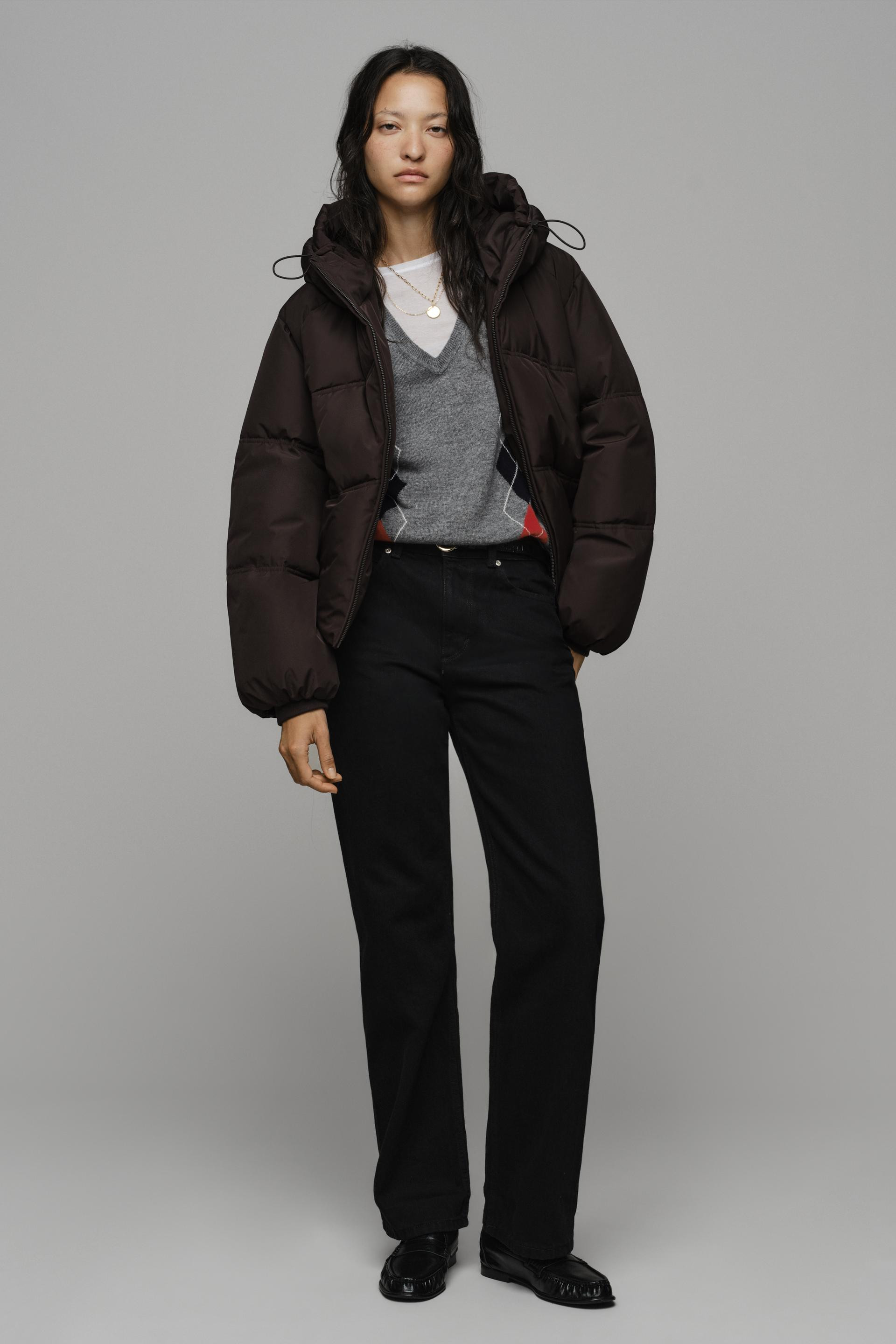 Zara - Water-Repellent Windproof Hooded Puffer Jacket - Black - Xl - Woman | Zara UK