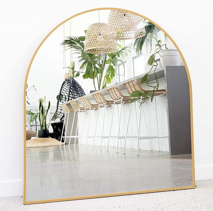 Arched Mirror, 33" x 31" Inches - Gold Frame Mirror for Wall Decor - Explosion-Proof Distortion-F... | Amazon (US)
