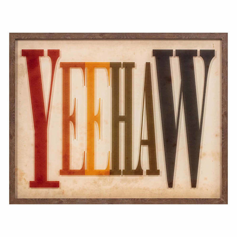 Glass Framed Yeehaw Print Wall Art, 28x22 | At Home