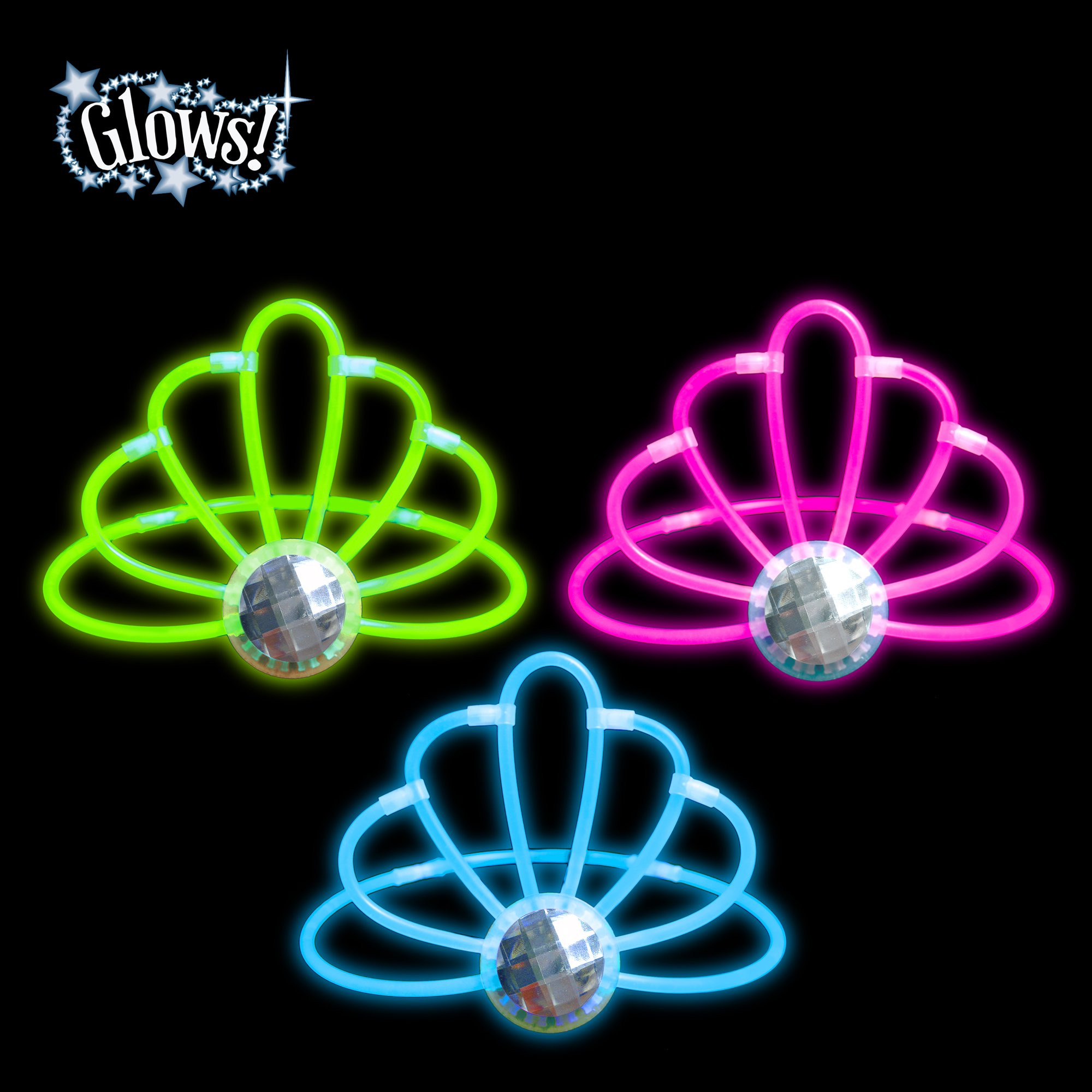 Way to Celebrate Glow Stick Crowns with Gem, 3 Count, 5" x 11" x 1", 0.35 lbs | Walmart (US)