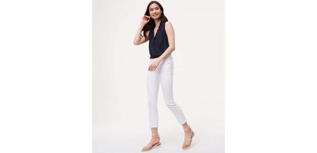 LOFT Petite Skinny Crop Jeans in White | LOFT