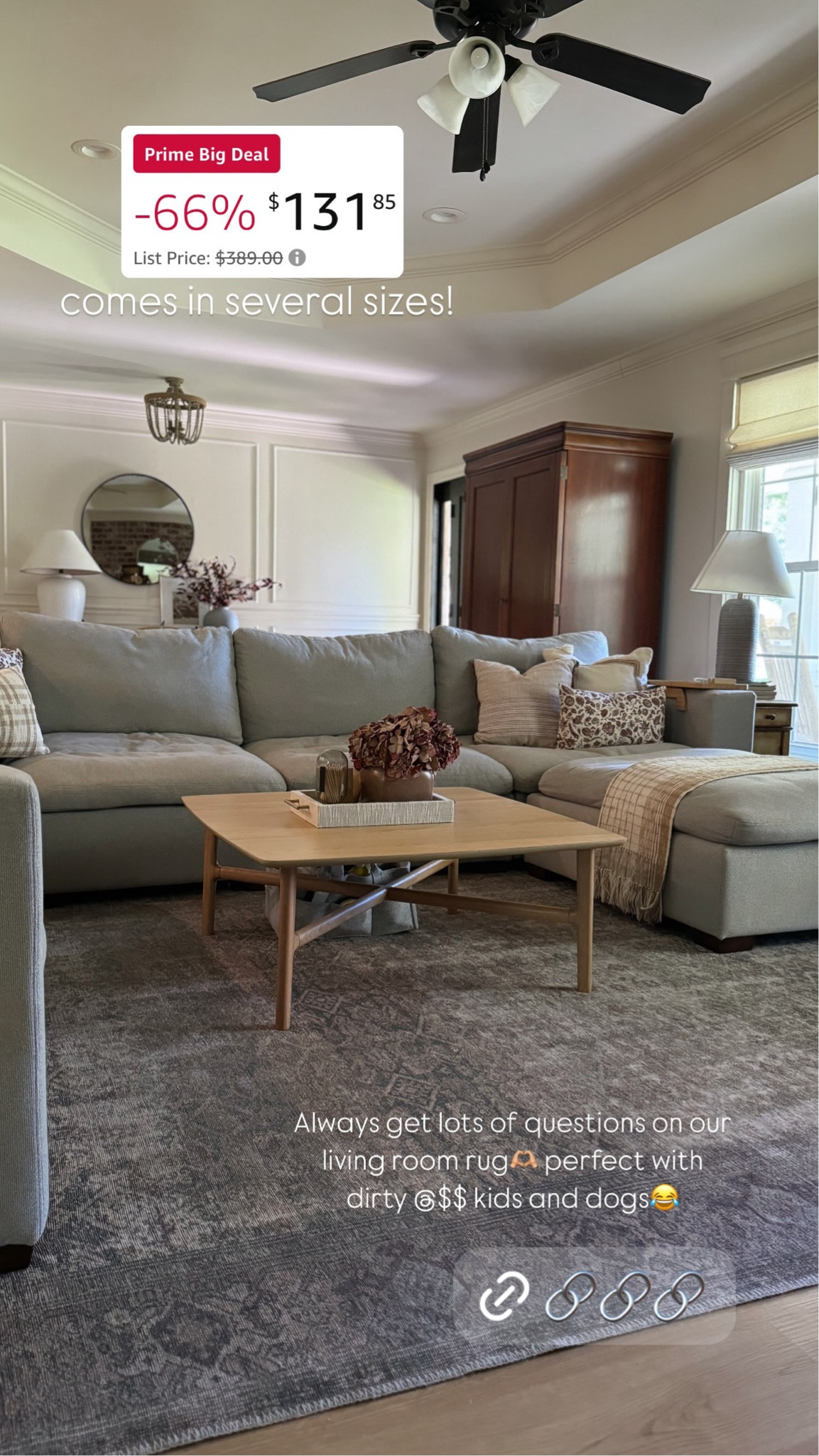 Always get lots of questions on our living room rug🫶🏼 perfect with dirty @$$ kids and dogs😂 comes in several sizes!