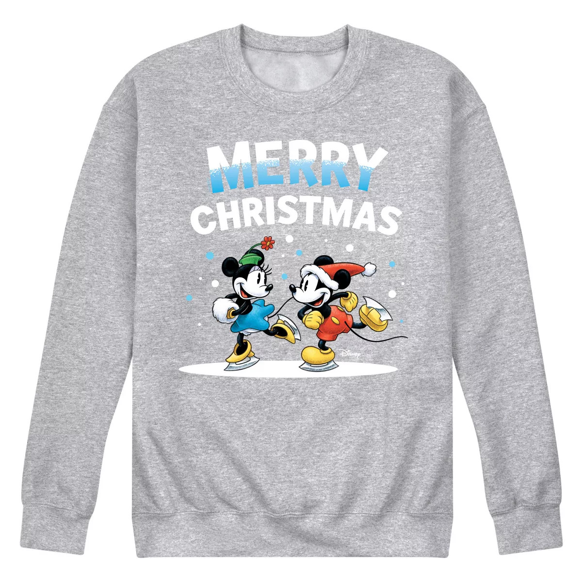 Men's - Disney - Mickey and Minnie Merry and Bright Ice Skating Graphic Fleece Sweatshirt | Target