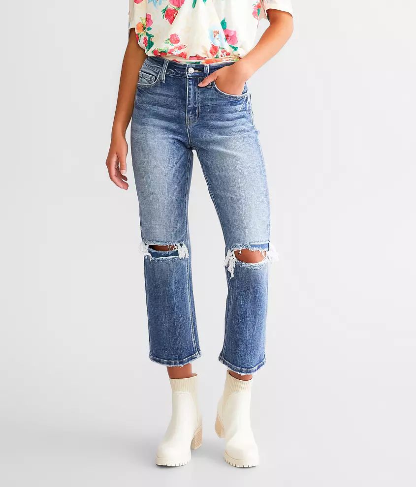 High Rise Cropped Straight Stretch Jean | Buckle