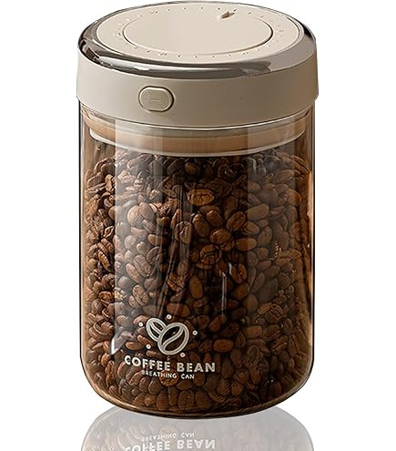 Aerbee Coffee Bean Canister, 37OZ Food Grade Sealed Jar with Date Tracker and Waking Bean Valve, Vacuum Storage Container for Beans, Grain, Snack, Sugar, Tea (1.1L) | Amazon (US)