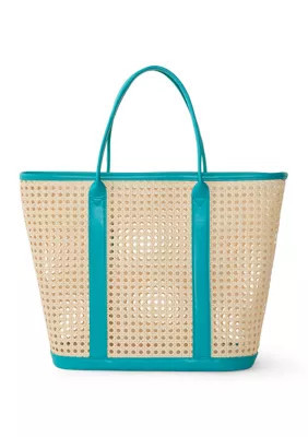Crown & Ivy Cane Beach Tote, Teal | Belk