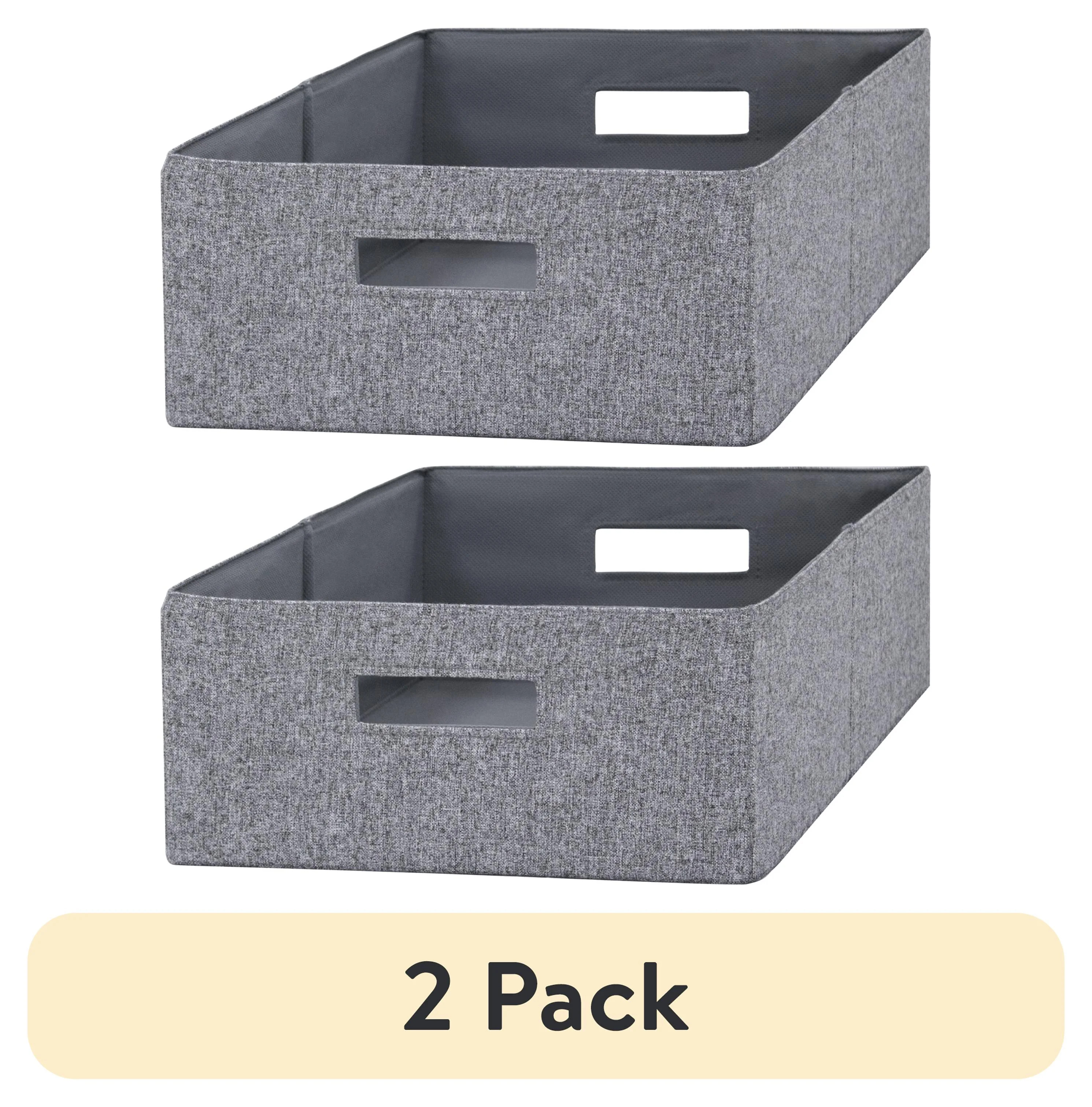 (2 pack) Better Homes & Gardens Half-Size Fabric Storage Bin, Gray | Walmart (US)