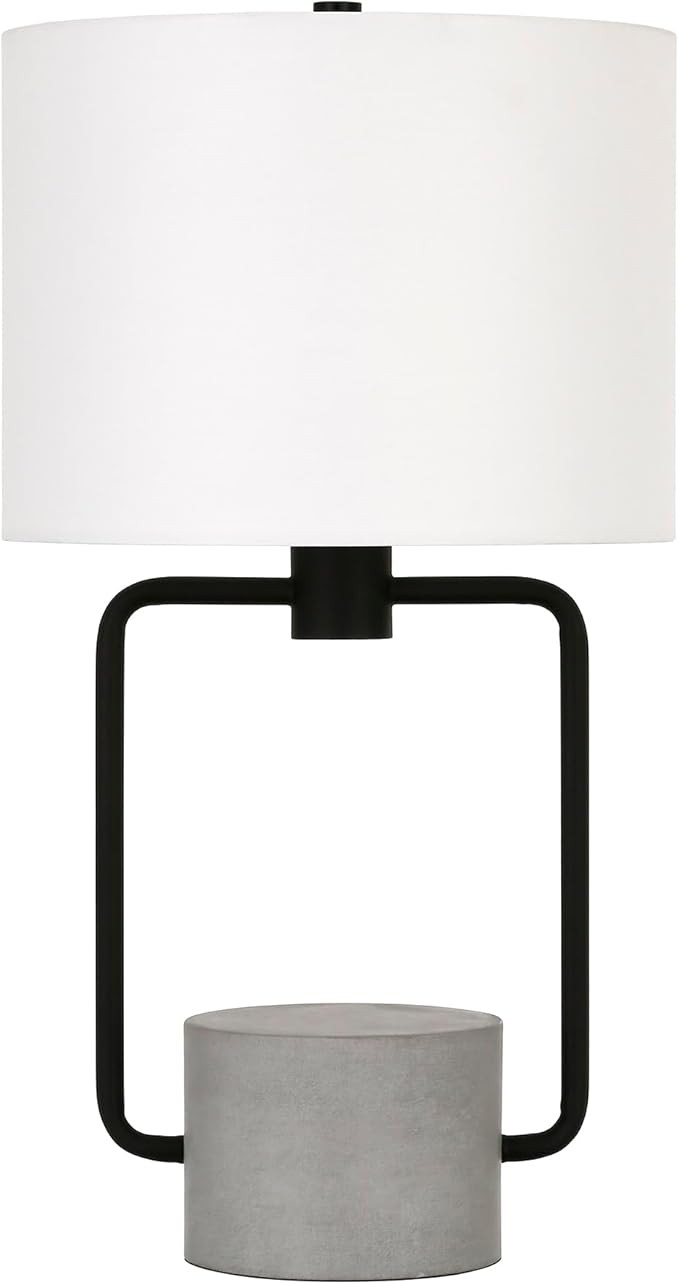 Henn&Hart 22" Tall Table Lamp with Fabric Shade in Blackened Bronze/Concrete, for Home, Living Ro... | Amazon (US)