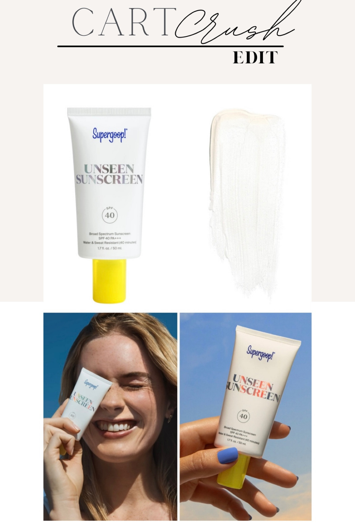 Supergoop! sunscreen, summer must haves, beach essentials, cart crush edit 

#LTKSeasonal #LTKtravel #LTKunder50
