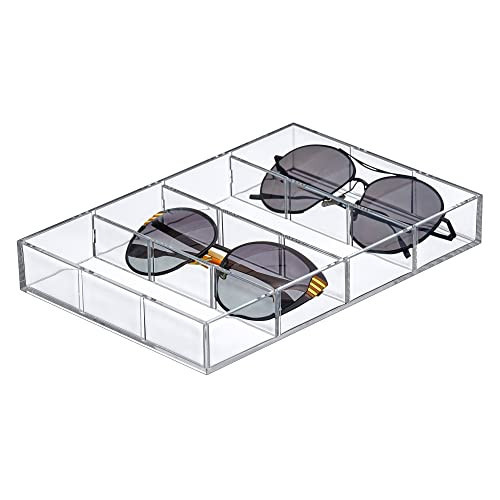 Amazing Abby - Soleil - Acrylic 4-Compartment Sunglass Organizer, Plastic Eyeglass Display Case, Transparent Jewelry Storage Tray, Clear Beauty Supply Holder, Great for Bedroom and Bathroom | Amazon (US)