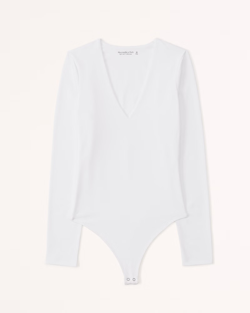 Women's Long-Sleeve Seamless Fabric V-Neck Bodysuit | Women's Tops | Abercrombie.com | Abercrombie & Fitch (US)