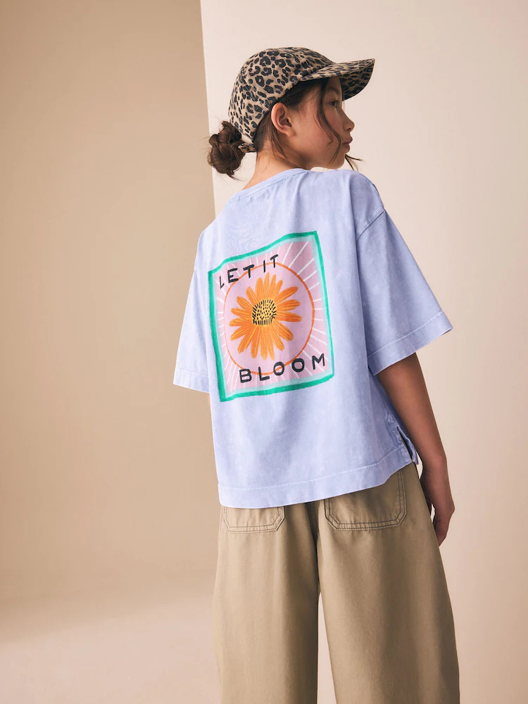Washed Blue Oversized Graphic Print T-Shirt (3-16yrs) | Next US
