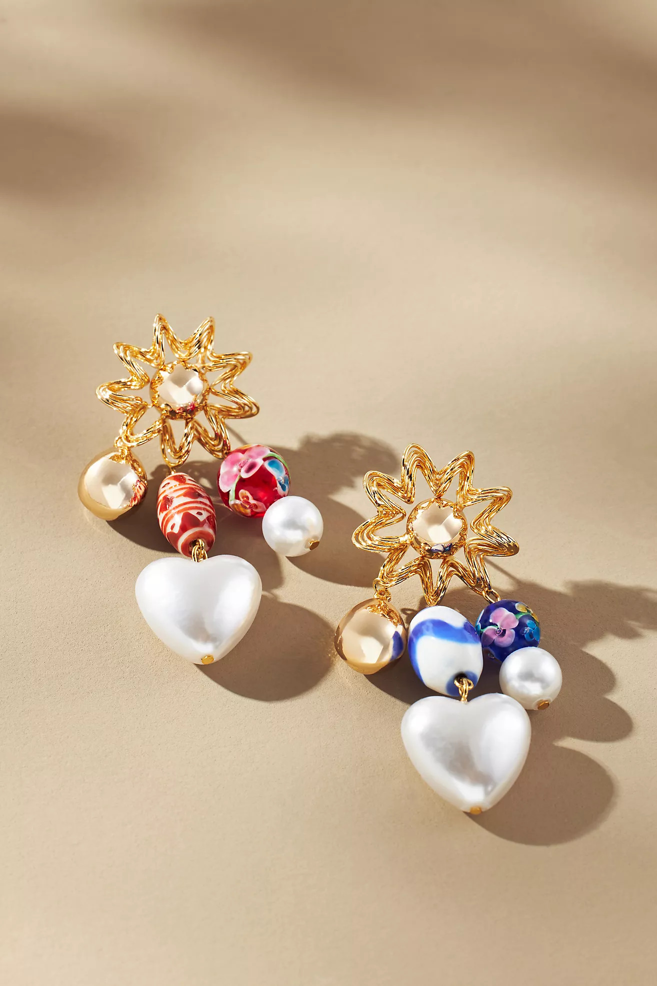Mixed Ceramic Beaded Heart Drop Earrings | Anthropologie (US)