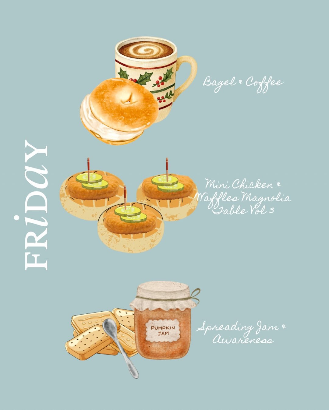 I couldn’t help but notice how much I rely on rhythms until they disappear.

This week has been off. Later nights, slower mornings, school schedules shifting, my girl home, the holidays hovering close enough to feel but not quite touch. I love the extra time and the softer pace, but I also feel it. When the routine slips, I wobble a little.

Still, the kitchen has a way of catching me.

Ricotta and cream cheese pancakes were thick, tender, and deeply comforting. I made them big. One perfect pancake, one burnt because I got cocky, and one that redeemed the whole situation. Honestly, that feels like a metaphor I didn’t ask for but probably needed.

I’m still writing and creating, just a little quieter right now. Dressember has my focus, and I’m sketching ideas for what comes next. Recipes are coming. Stories are too. After my twelve days of Christmas pause, I’ll share it all.

Today will be gentle. Bagel and coffee to ease into the morning/afternoon, mini chicken and waffles later because comfort food always knows what it’s doing, and spreading jam and awareness woven in between. Nothing fancy. Just familiar flavors, small plans, and finding my footing again one meal at a time.

What’s anchoring you today?

Gracefully yours,
🫶🏻 Jeanie Jo

#foodblogger
#homecooking
#slowliving
#foodstories
#everydaylife

#LTKfoodie #LTKSeasonal #LTKdayinmylife