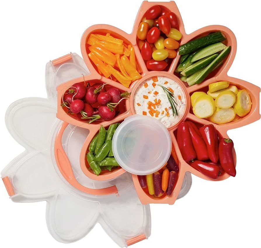 Daisy Serving Tray - Unique 9 Compartment Flower Snack Tray w/Dressing Cup. Great for Entertainin... | Amazon (US)