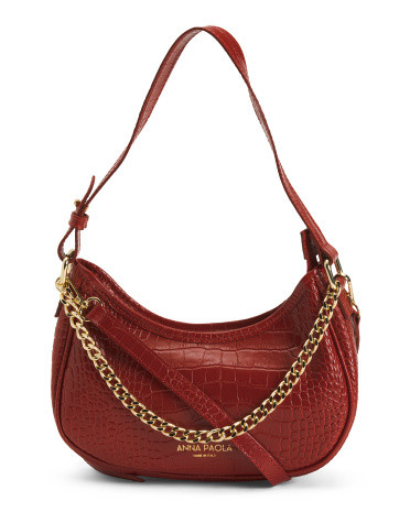 Made In Italy Leather Crescent Moon Crossbody With Chain | TJ Maxx