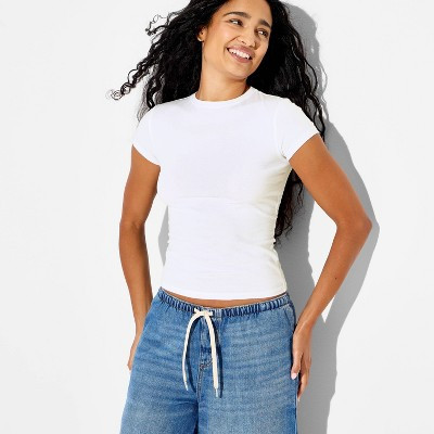 Women's Short Sleeve Crewneck T-Shirt - Wild Fable™ White M | Target
