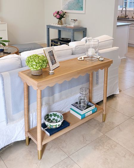 Scallop Edge console Table with wicker wrapped legs and gold accents… UNDER $200! What more could you ask for!

#LTKhome