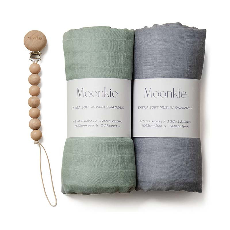 Muslin Swaddle Blanket (Light Sea Green/Tradewinds) | Moonkie