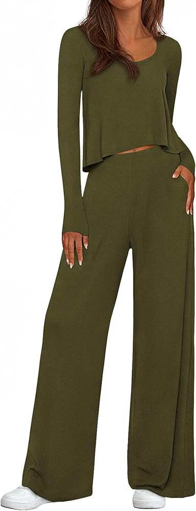PRETTYGARDEN Women's 2 Piece Lounge Fall Sets 2025 Casual Long Sleeve Pajamas Comfy Pants Matchin... | Amazon (US)