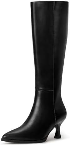IDIFU Women's IN3 Knee High Tall Boots Gogo Pointed Toe Low Kitten Heel Long Fall Boot Side Zippe... | Amazon (US)