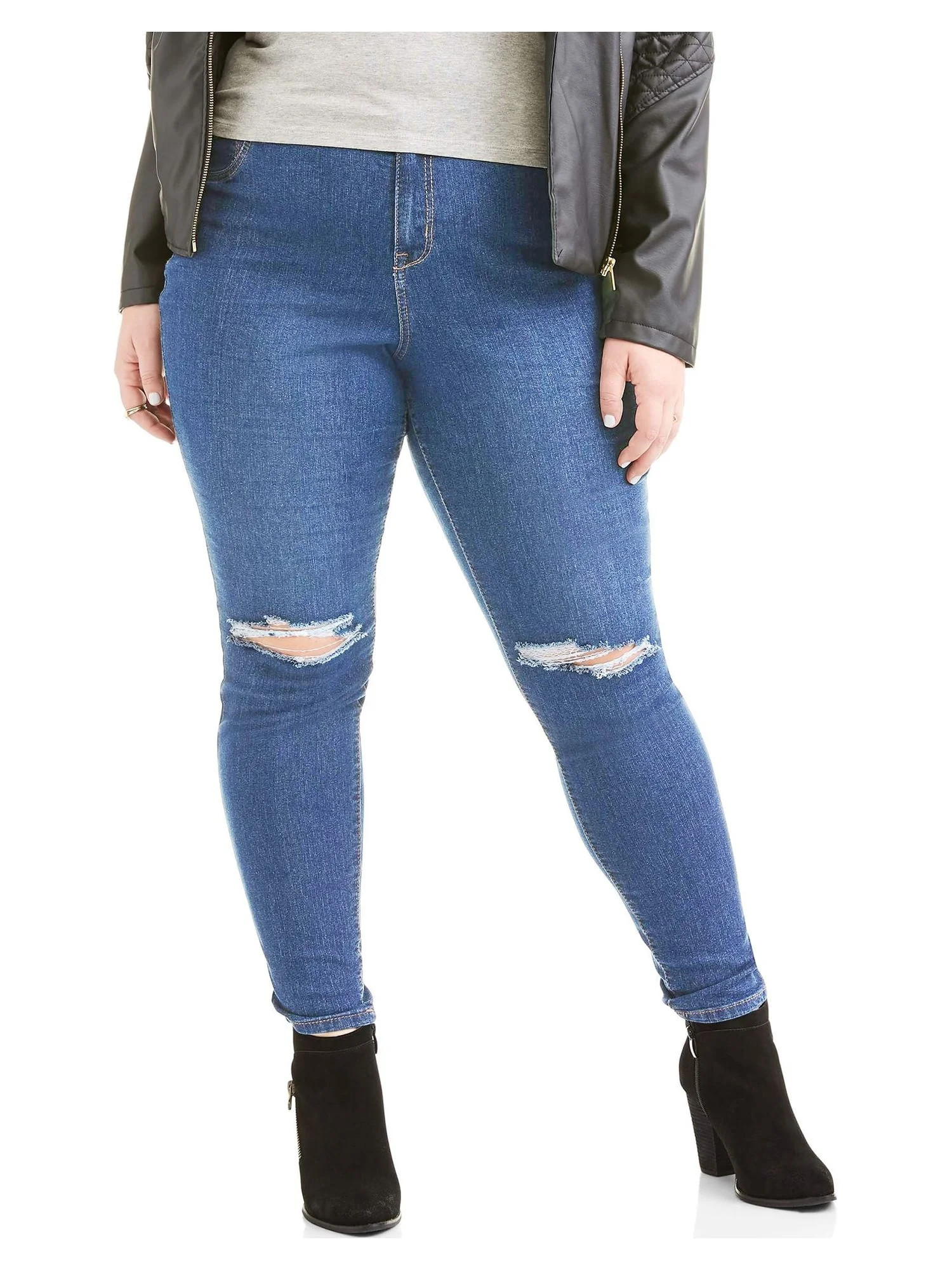 A3 Denim Women's Plus Destructed Skinny Jeans, Sizes 16-26 | Walmart (US)