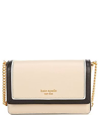 kate spade new york Morgan Colorblocked Saffiano Leather Flap Chain Wallet Crossbody Bag - Earthenware Black Multi | Dillard's